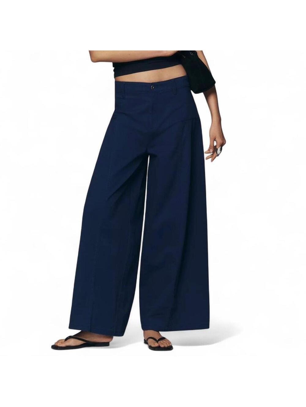 Maeve wide leg pants in navy blue, size 2. Brand new with tags